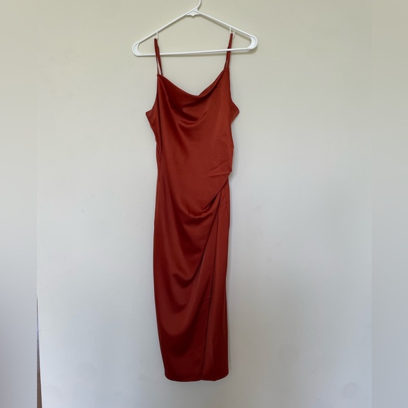 Bronze Satin Midi Dress - Picture 5 of 5